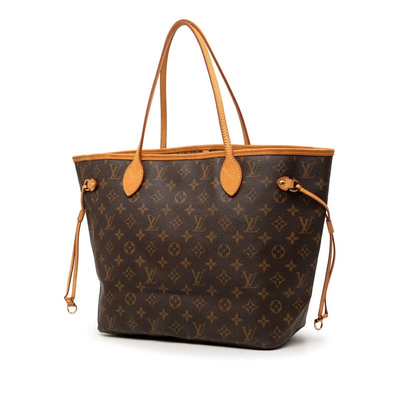 Louis Vuitton Monogram Neverfull MM Tote Shoulder Bag Brown Leather — view 2
