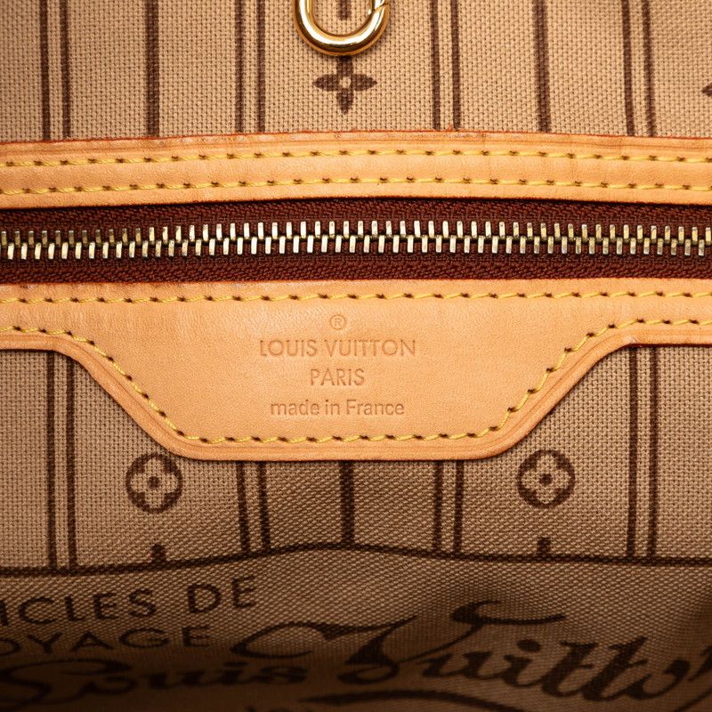 Louis Vuitton Monogram Neverfull MM Tote Shoulder Bag Brown Leather — view 5