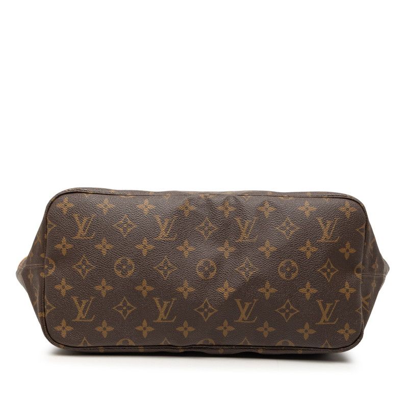 Louis Vuitton Monogram Neverfull MM Tote Shoulder Bag Brown Leather — view 3
