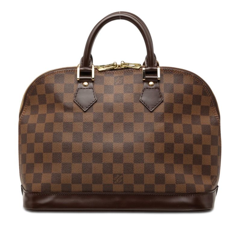 Louis Vuitton Damier Alma Handbag Brown Leather