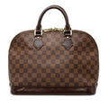 Louis Vuitton Damier Alma Handbag Brown Leather