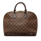 Louis Vuitton Damier Alma Handbag Brown Leather