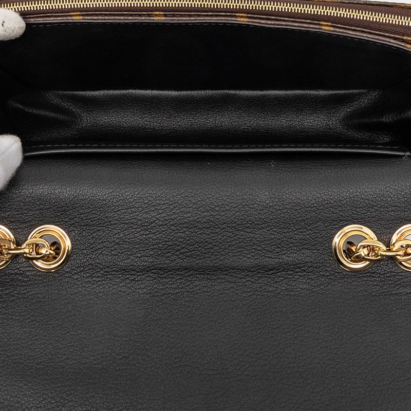 Louis Vuitton Monogram Sac Malso Chain Shoulder Bag Brown Black Leather — view 4