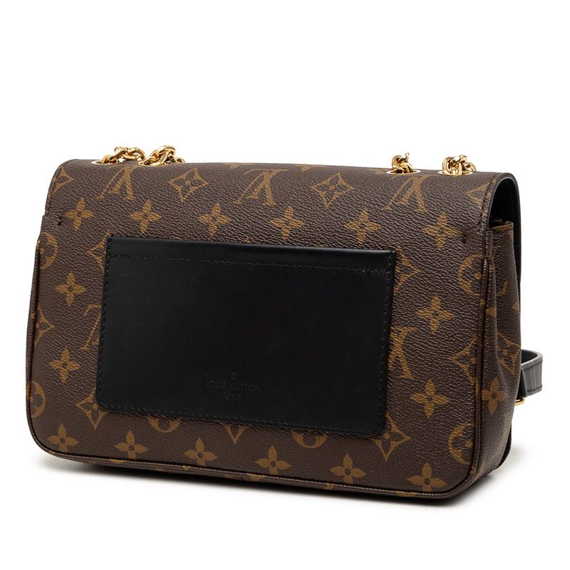 Louis Vuitton Monogram Sac Malso Chain Shoulder Bag Brown Black Leather — view 2