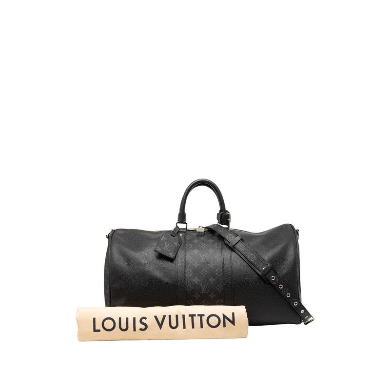 Louis Vuitton Taigarama Keepall Bandouliere 50 Boston Bag 2-Way Noir Black Gray — view 6
