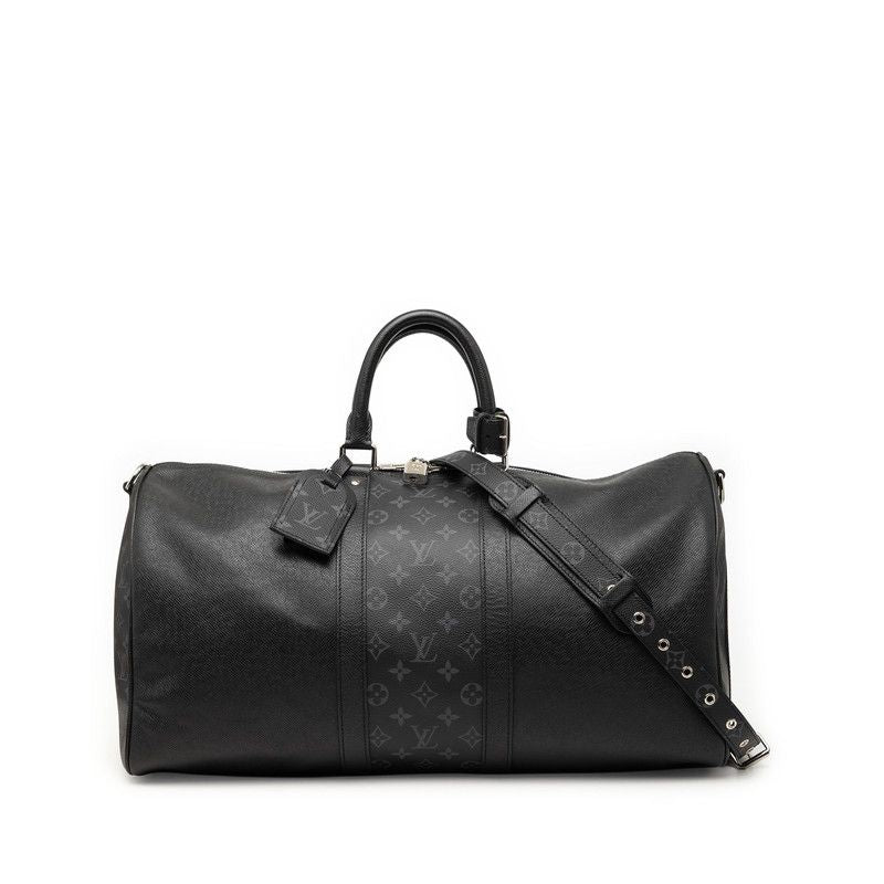 Louis Vuitton Taigarama Keepall Bandouliere 50 Boston Bag 2-Way Noir Black Gray
