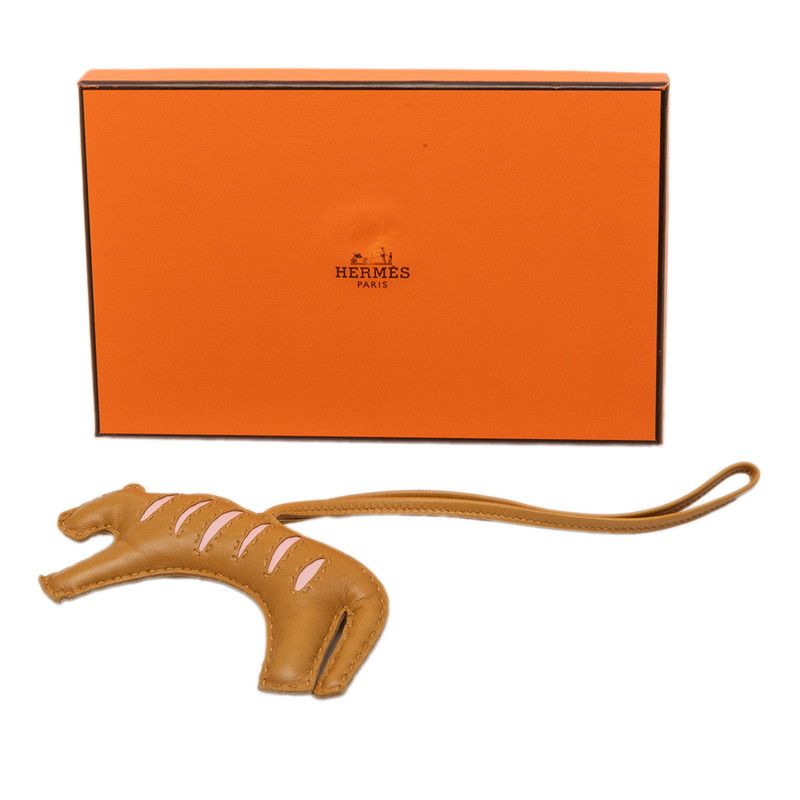 Hermes Rooroo Tiger Bag Charm Craft Rose Confetti Agno Milo — view 4