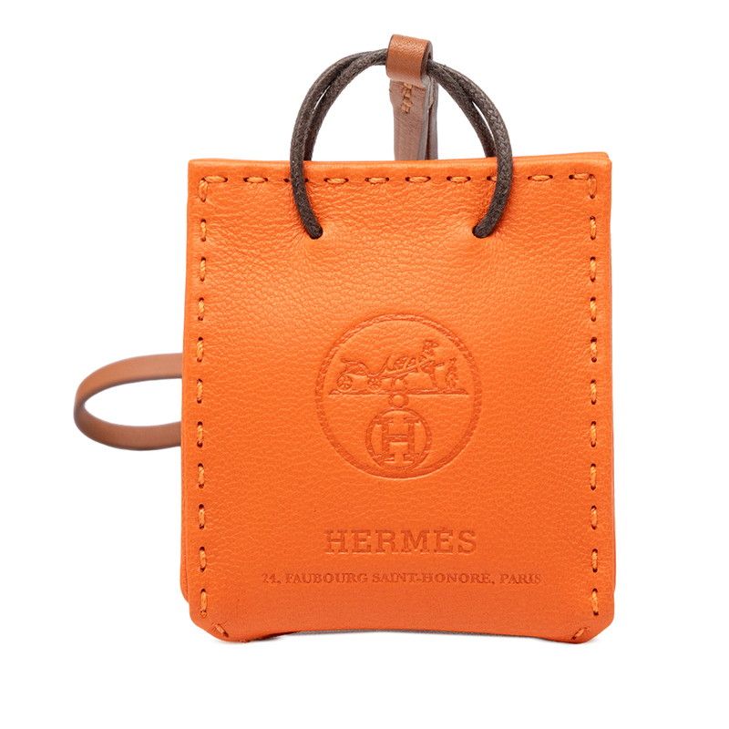 Hermes Sac Orange Bag Charm Fu Gold Agno Milo — view 3