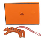 Hermes Loulou Tiger Bag Charm Brown Navy Pink Agno Milo — view 4