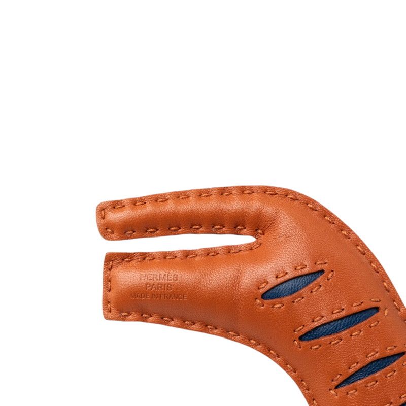Hermes Loulou Tiger Bag Charm Brown Navy Pink Agno Milo — view 3