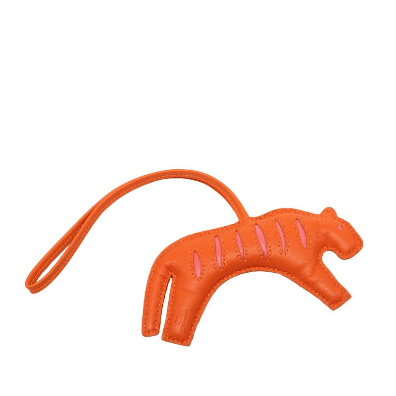 Hermes Loulou Tiger Bag Charm Orange Pink Agno Milo — view 2