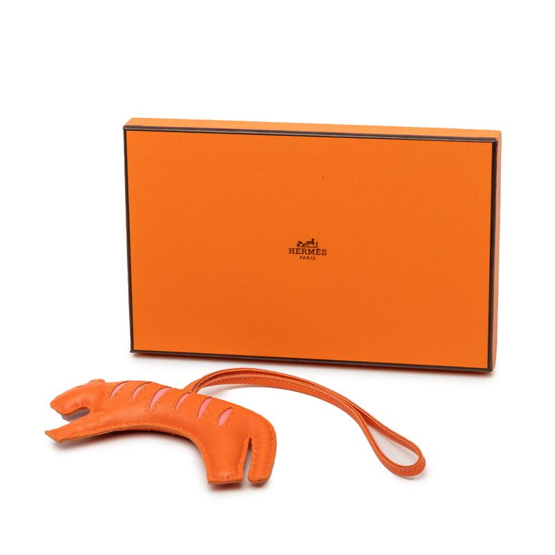 Hermes Loulou Tiger Bag Charm Orange Pink Agno Milo — view 4