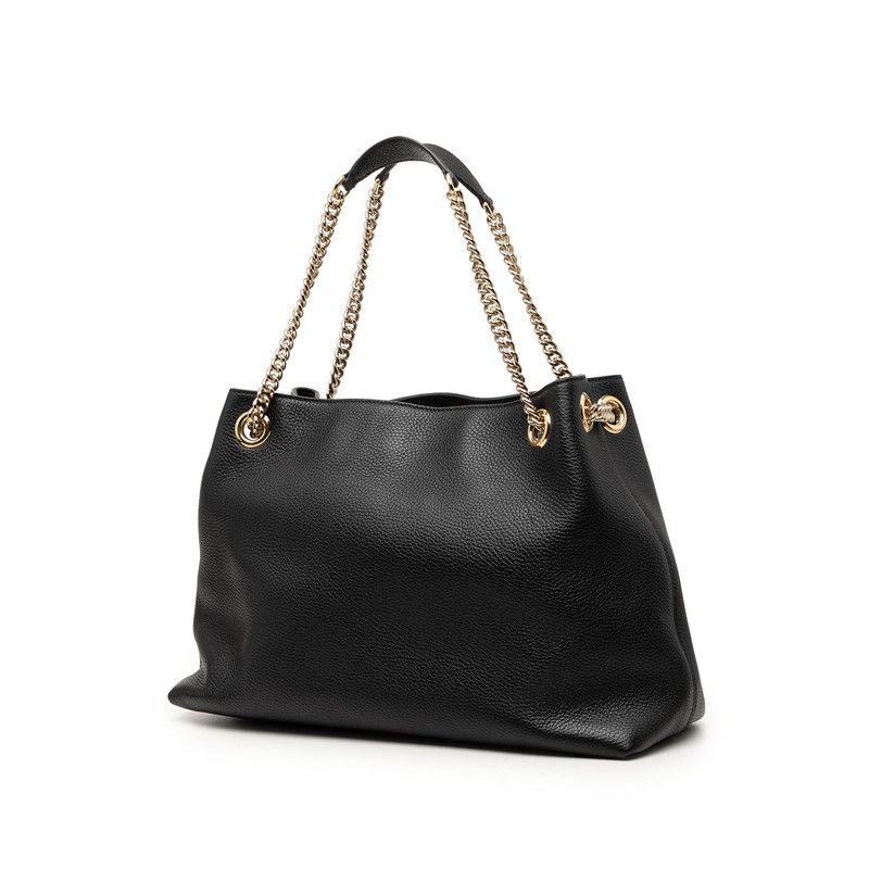 Gucci Interlocking Soho Chain Tote Shoulder Bag Black Leather — view 2