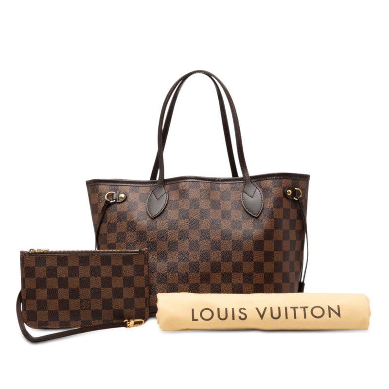 Louis Vuitton Damier Neverfull PM Tote Brown Leather — view 7