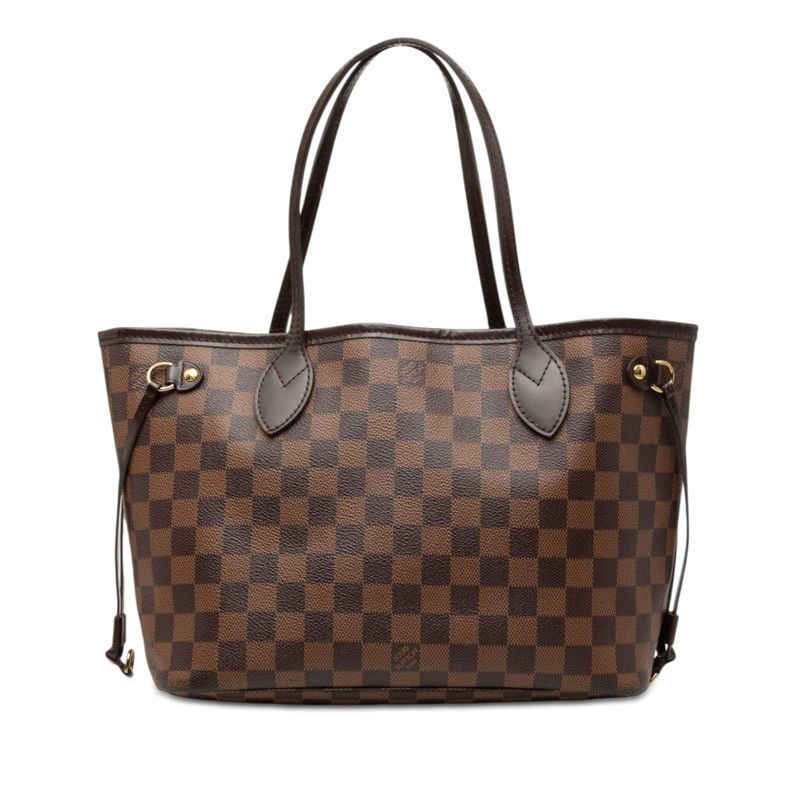 Louis Vuitton Damier Neverfull PM Tote Brown Leather
