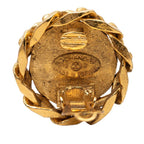 Chanel CC Logo Chain Motif Round Earrings 23 Gold Rhinestone Plated — view 3