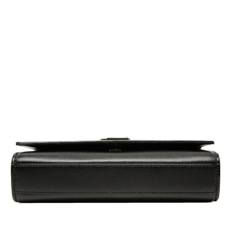 Saint Laurent Kate Small YSL Logo Chain Shoulder Bag Black Silver Leather — view 3