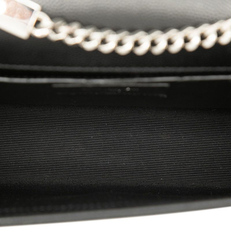 Saint Laurent Kate Small YSL Logo Chain Shoulder Bag Black Silver Leather — view 4
