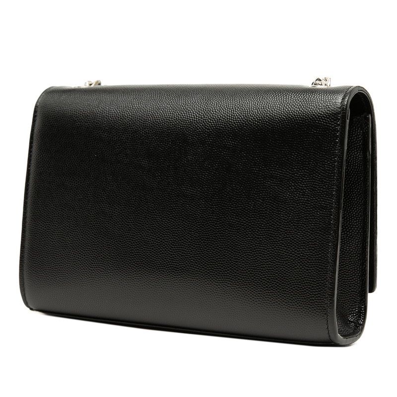 Saint Laurent Kate Small YSL Logo Chain Shoulder Bag Black Silver Leather — view 2