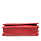 Chanel CC Logo Timeless Classic Chain Shoulder Bag Red Lambskin — view 3