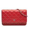 Chanel CC Logo Timeless Classic Chain Shoulder Bag Red Lambskin