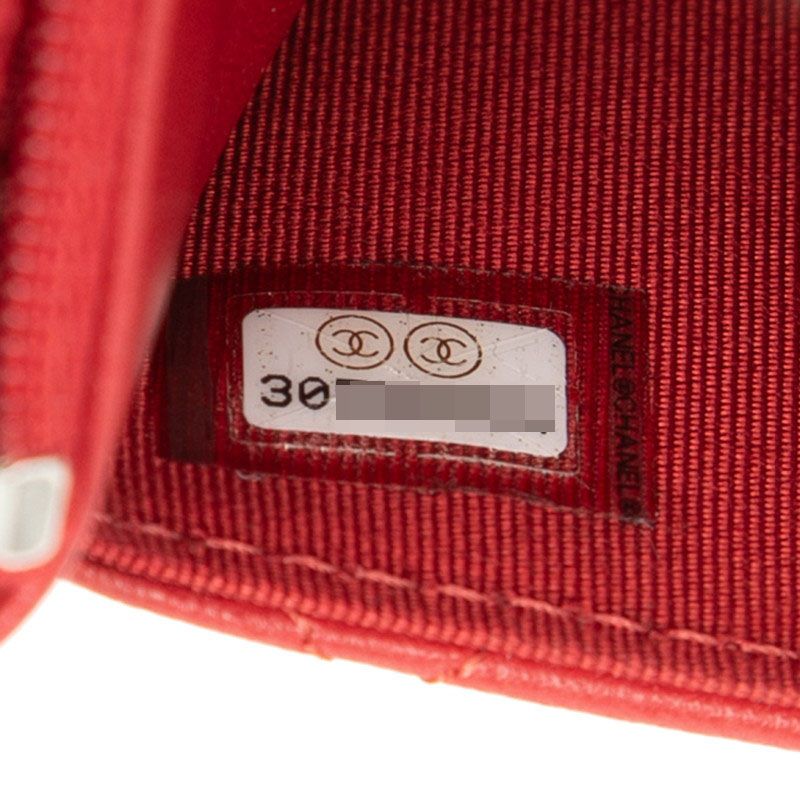 Chanel CC Logo Timeless Classic Chain Shoulder Bag Red Lambskin — view 6