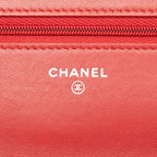 Chanel CC Logo Timeless Classic Chain Shoulder Bag Red Lambskin — view 5