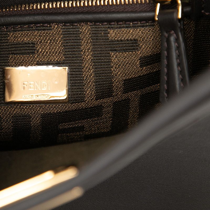 Fendi Peekaboo Mini 2-Way Shoulder Bag Dark Brown Leather — view 5