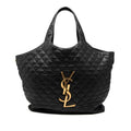 Saint Laurent Icare Maxi Shopping Quilted Tote Shoulder Bag Black Lambskin