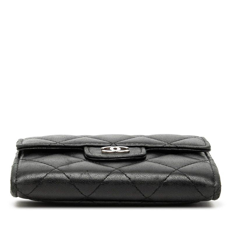 Chanel Quilted CC Logo Coin Purse Black Lambskin — view 3