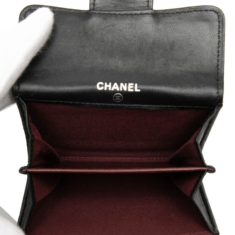 Chanel Quilted CC Logo Coin Purse Black Lambskin — view 4