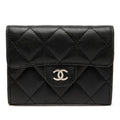 Chanel Quilted CC Logo Coin Purse Black Lambskin