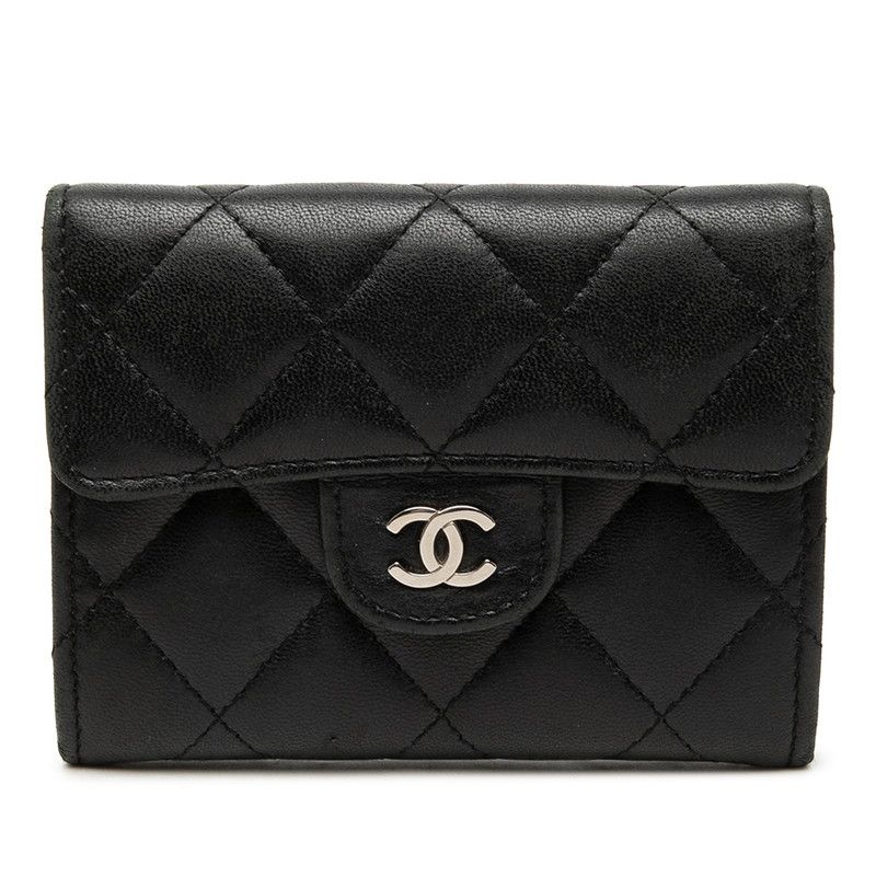 Chanel Quilted CC Logo Coin Purse Black Lambskin