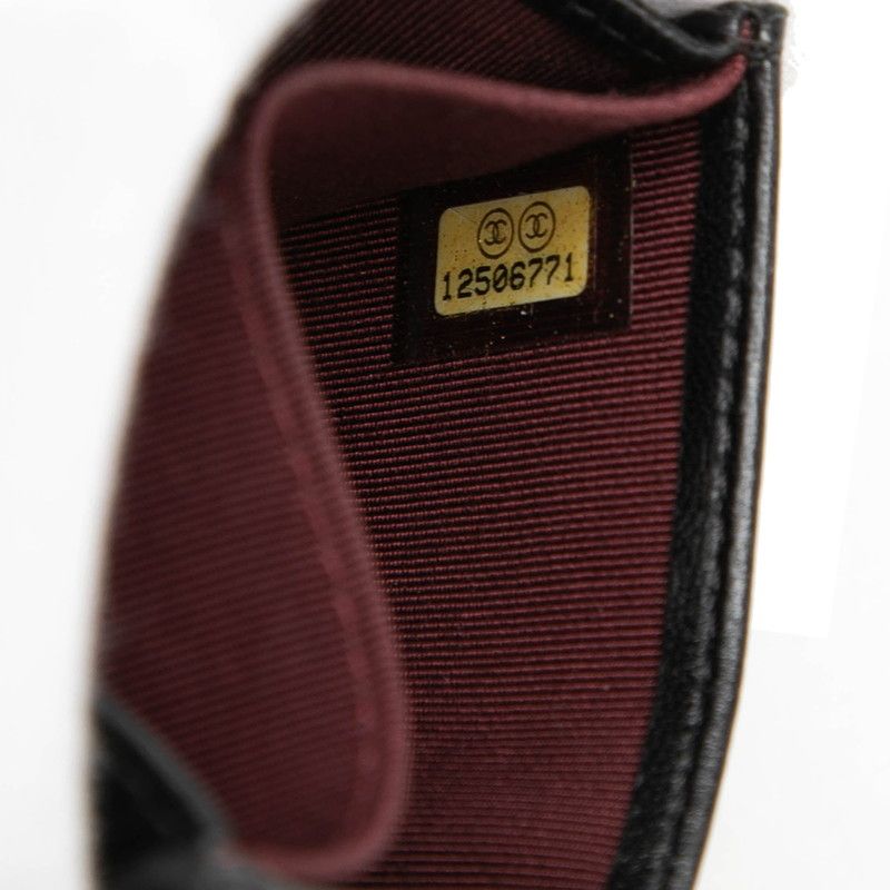Chanel Quilted CC Logo Coin Purse Black Lambskin — view 6
