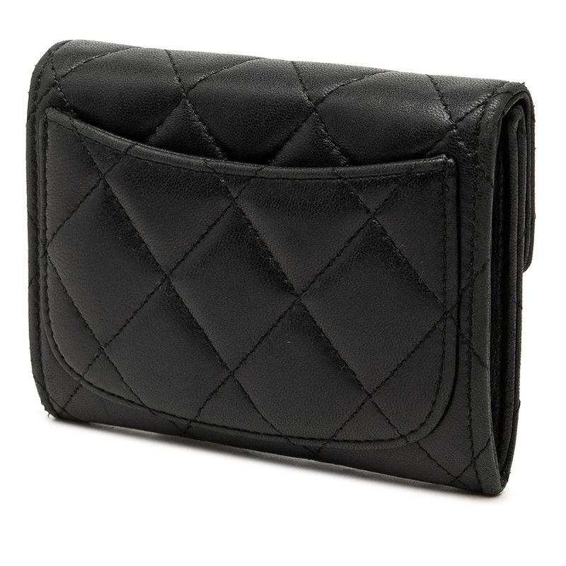 Chanel Quilted CC Logo Coin Purse Black Lambskin — view 2