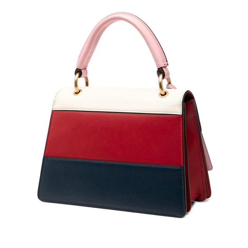Gucci Queen Ma Galette Bee 2-Way Shoulder Bag Navy Ivory Red Pink Leather — view 2