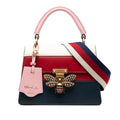Gucci Queen Ma Galette Bee 2-Way Shoulder Bag Navy Ivory Red Pink Leather