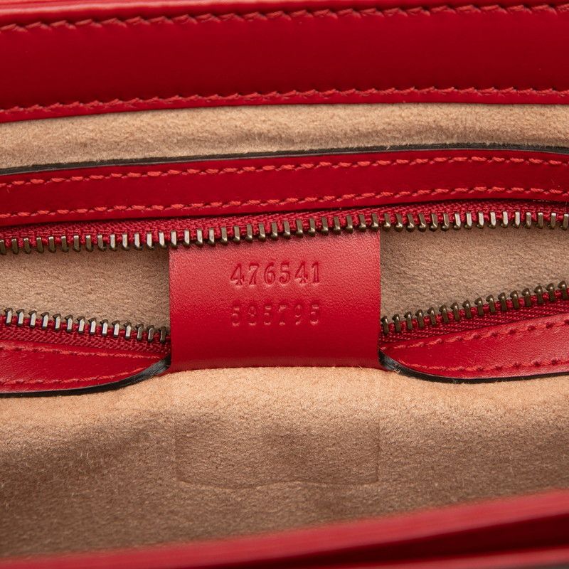 Gucci Queen Ma Galette Bee 2-Way Shoulder Bag Navy Ivory Red Pink Leather — view 6