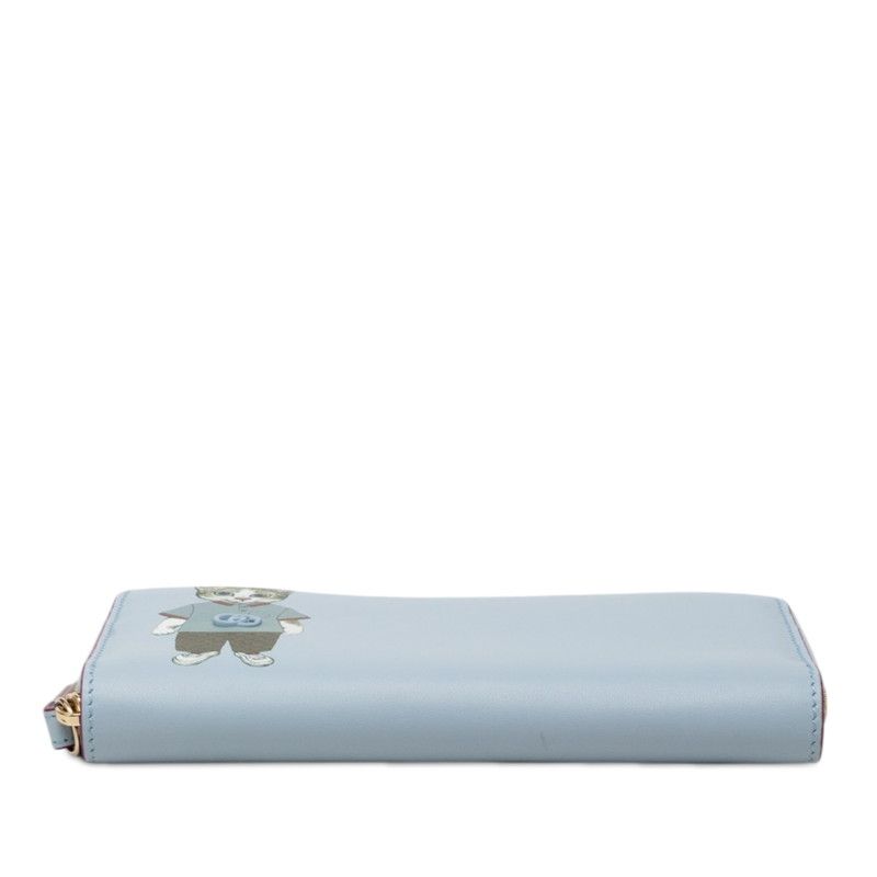 Gucci Yuko Higuchi Zip Around Wallet Blue Multicolor Leather — view 3