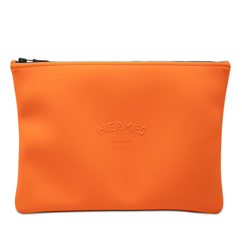 Hermes Neobain GM Pouch Clutch Orange Polyamide Elastane