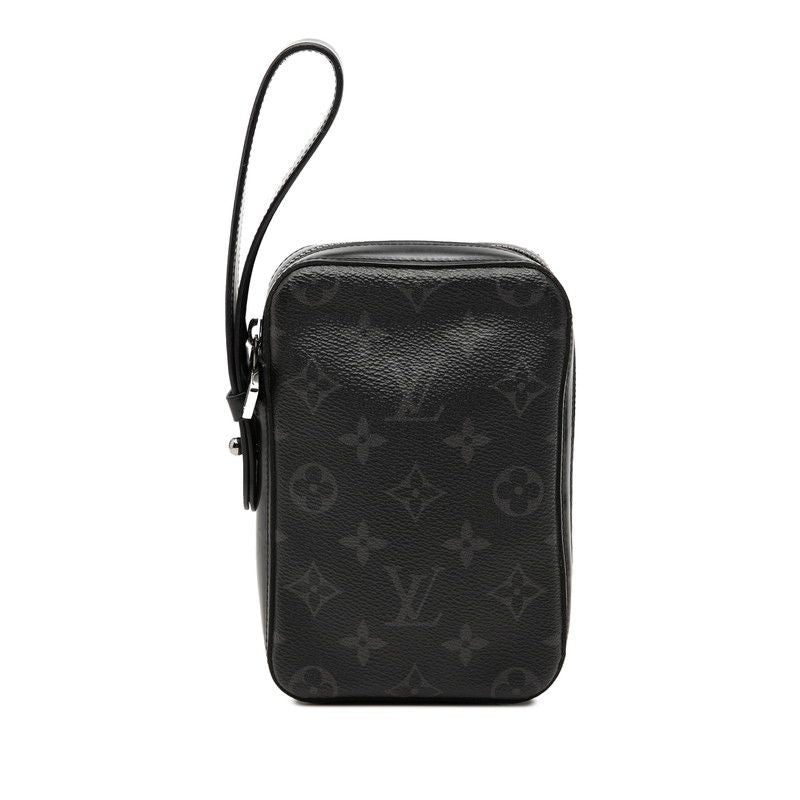 Louis Vuitton Monogram Eclipse Box Clutch Pouch Black Leather