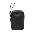 Louis Vuitton Monogram Eclipse Box Clutch Pouch Black Leather