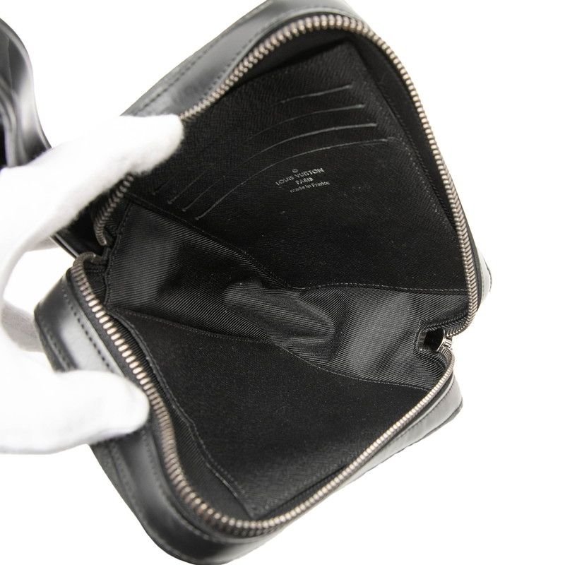 Louis Vuitton Monogram Eclipse Box Clutch Pouch Black Leather — view 4