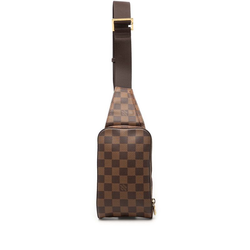 Louis Vuitton Damier Geronimos Shoulder Bag Brown Leather