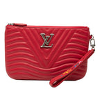 Louis Vuitton New Wave Pochette Zip Clutch Red Leather