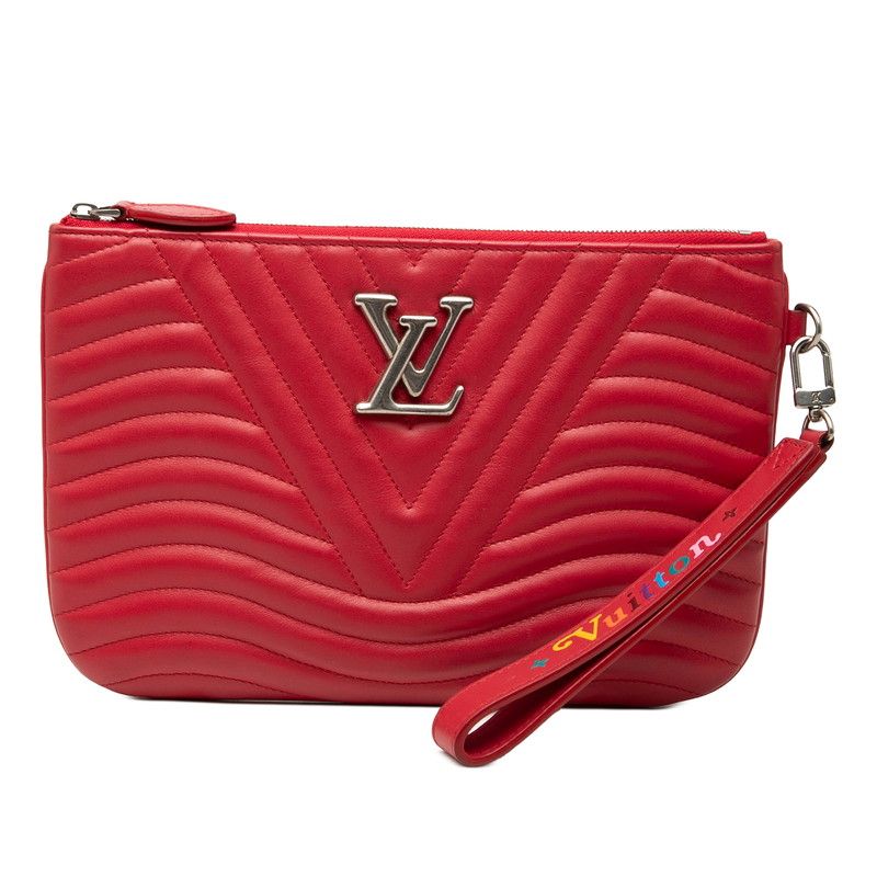 Louis Vuitton New Wave Pochette Zip Clutch Red Leather