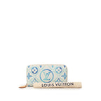 Louis Vuitton Monogram Tile Zippy Wallet Zip Around Rag White Blue Leather — view 6