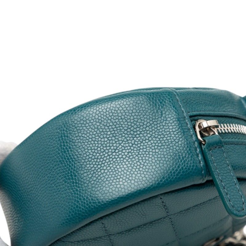 Chanel Quilted CC Logo Mini Chain Classic Shoulder Bag Green Caviar Leather — view 5