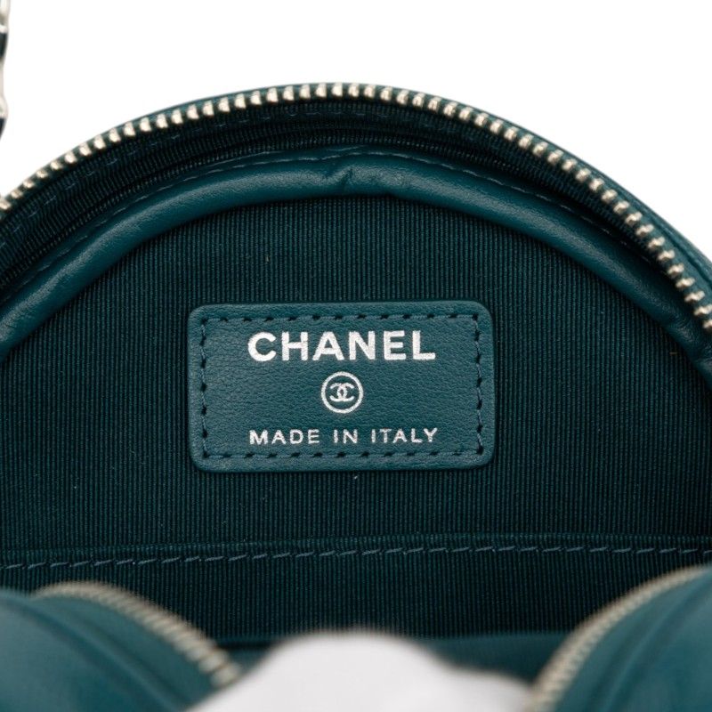 Chanel Quilted CC Logo Mini Chain Classic Shoulder Bag Green Caviar Leather — view 7