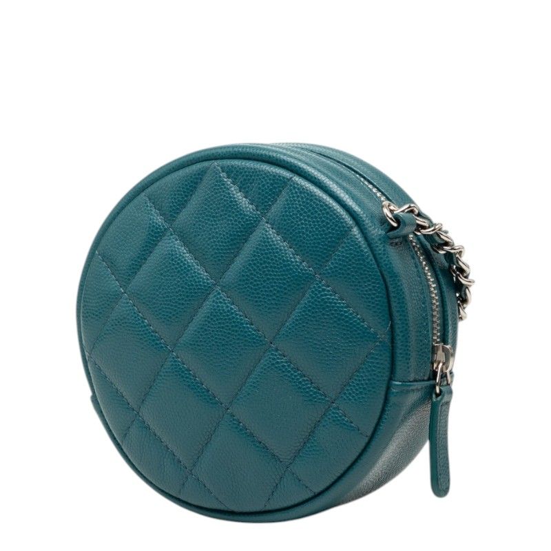 Chanel Quilted CC Logo Mini Chain Classic Shoulder Bag Green Caviar Leather — view 2